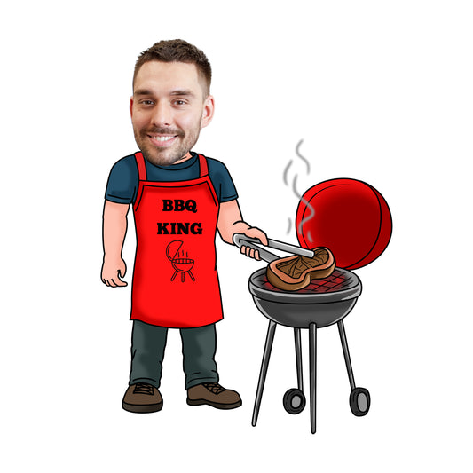 Cartoon kussen - BBQ man