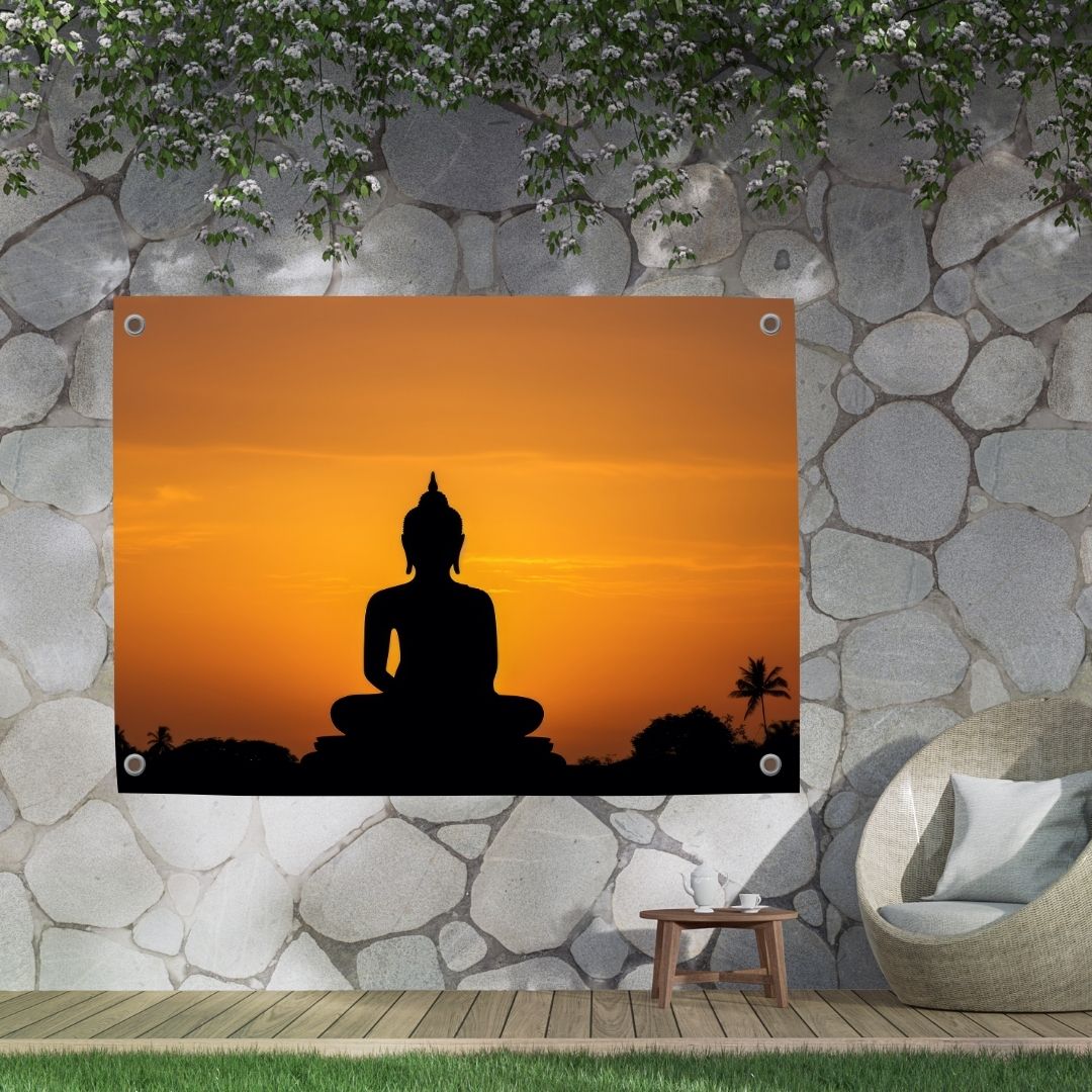 Tuinposter - Boeddha in avondzon