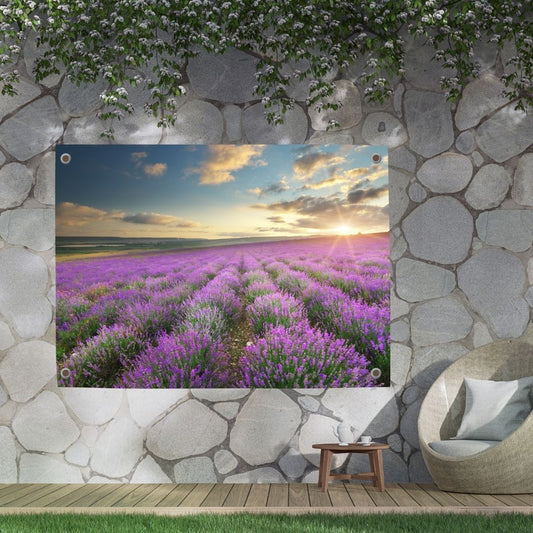 Schuttingdecoratie: tuinposter met lavendel