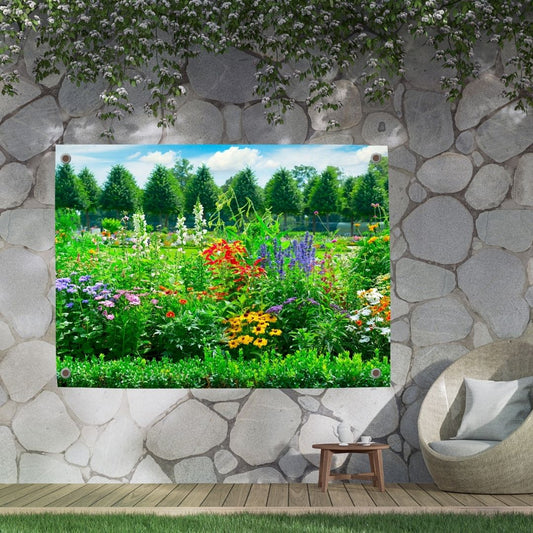 Pillow Buddies tuinposter – idyllisch veld met wilde bloemen