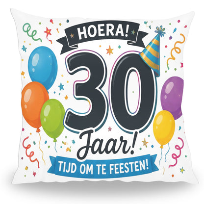 Grappig kussen met tekst 30 jaar verjaardag Tijd om te Feesten van PillowBuddies