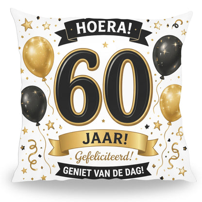 Grappig kussen met tekst 60 jaar verjaardag Gefeliciteerd Geniet van de Dag van PillowBuddies