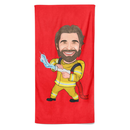 Cartoon Handdoek Firefighter
