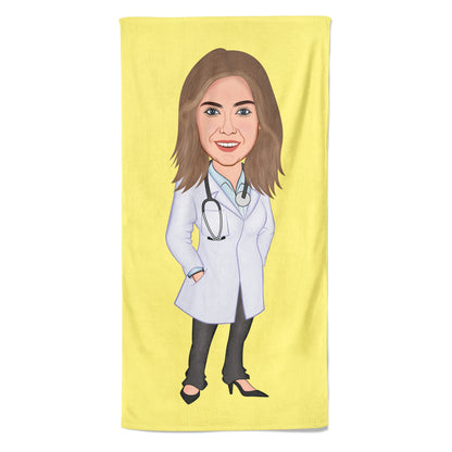 Cartoon Handdoek Female Doctor