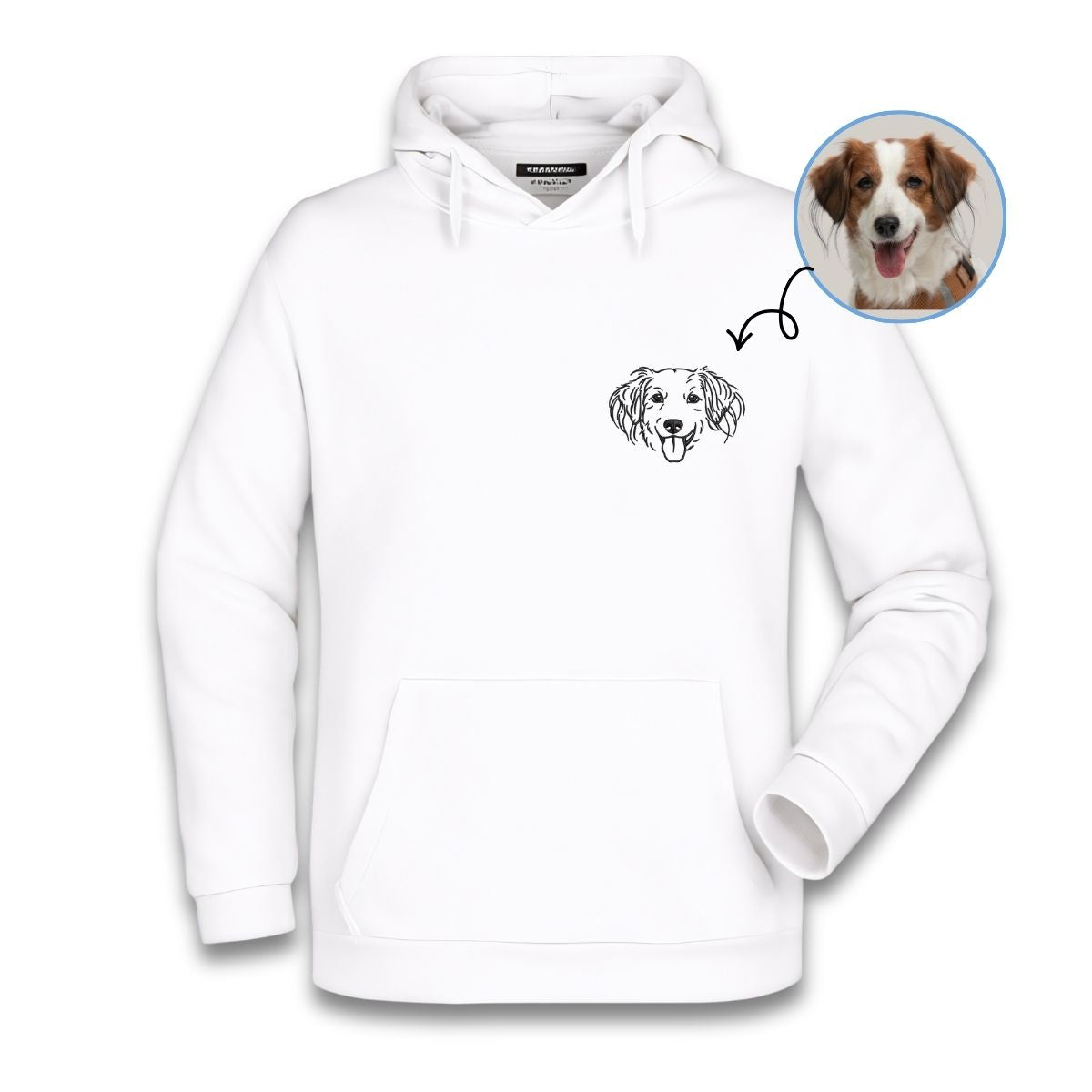 Trui met geborduurde lijntekening van je huisdier.