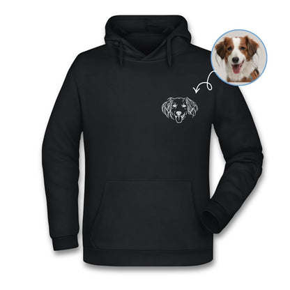 Trui met geborduurde lijntekening van je hond.