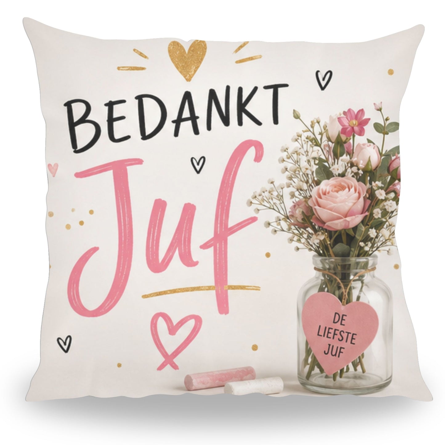 Kussen met tekst Bedankt Juf cadeau van PillowBuddies