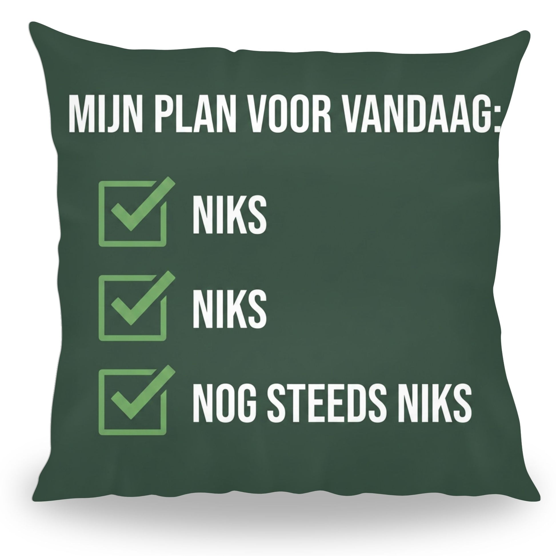 Grappig kussen met tekst Mijn Plan Voor Vandaag Niks van PillowBuddies