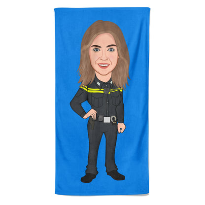 Cartoon Handdoek Police Woman