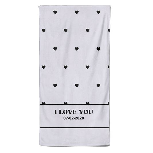 Valentijn handdoek Hartjes met datum