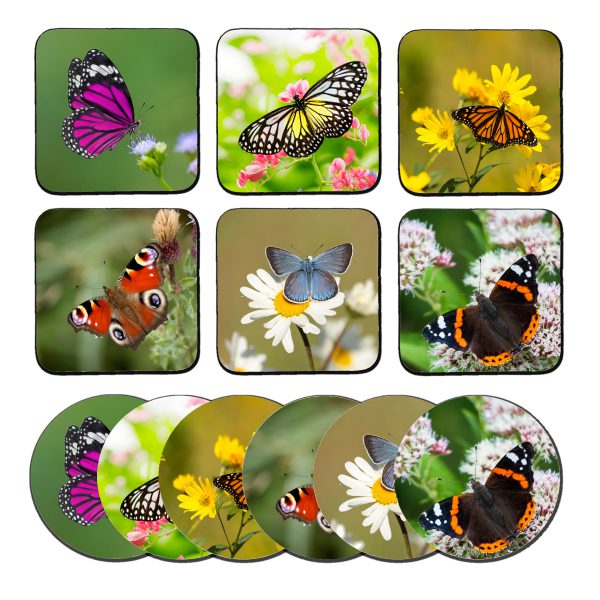 gepersonaliseerde onderzetters met vlinders