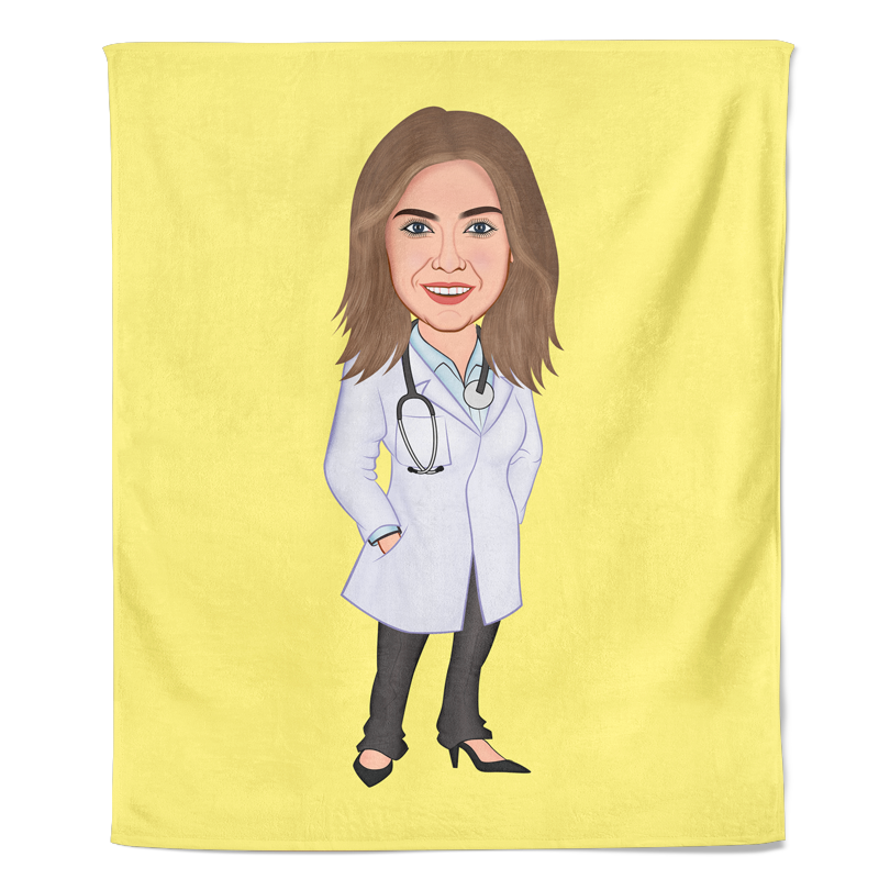 Cartoon Fleecedeken Female Doctor