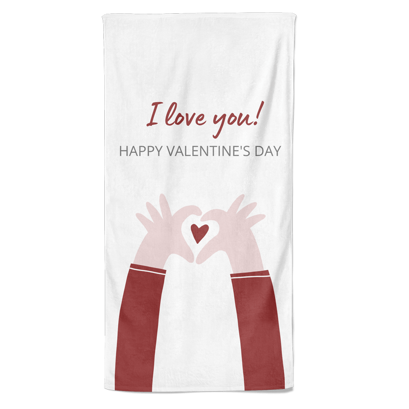 Valentijn handdoek I Love You, Happy Valentine's day