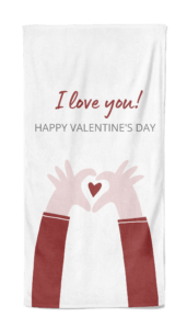 Valentijn handdoek I Love You, Happy Valentine's day