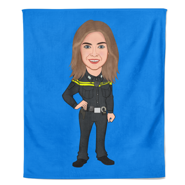 Cartoon Fleecedeken Police Woman