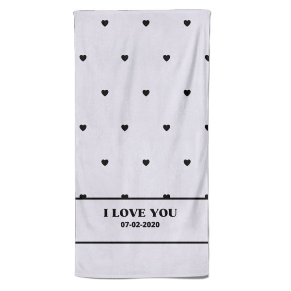 Valentijn handdoek Hartjes met datum