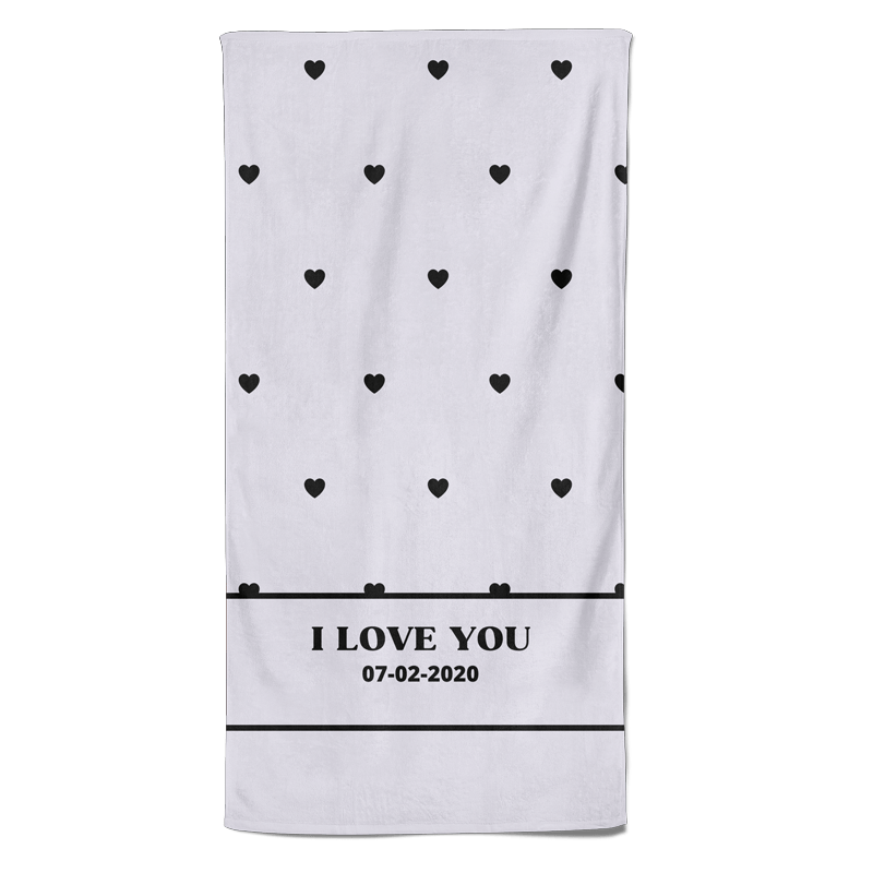 Valentijn handdoek Hartjes met datum