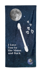 Valentijn handdoek I Love you to the Moon and back