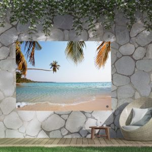 Tuinposter met een rustig strand en kabbelende golven