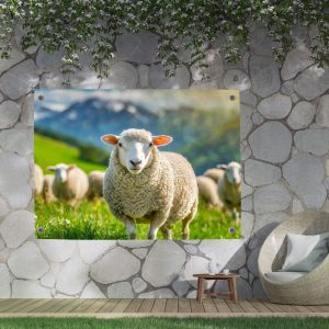 Voorjaars tuinposter met schapen