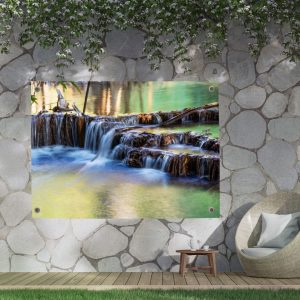 Schuttingdecoratie: Waterval op een tuinposter van Pillow Buddies